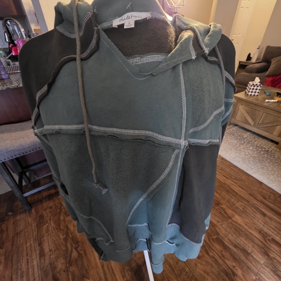Oli & Hali Tops - Oli & Hali Green Patchwork Hoodie